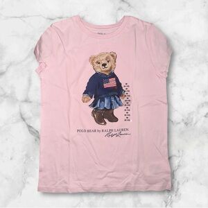 NWT Ralph Lauren Polo Bear t-shirt in a soft pink hue, size Medium (8-10)